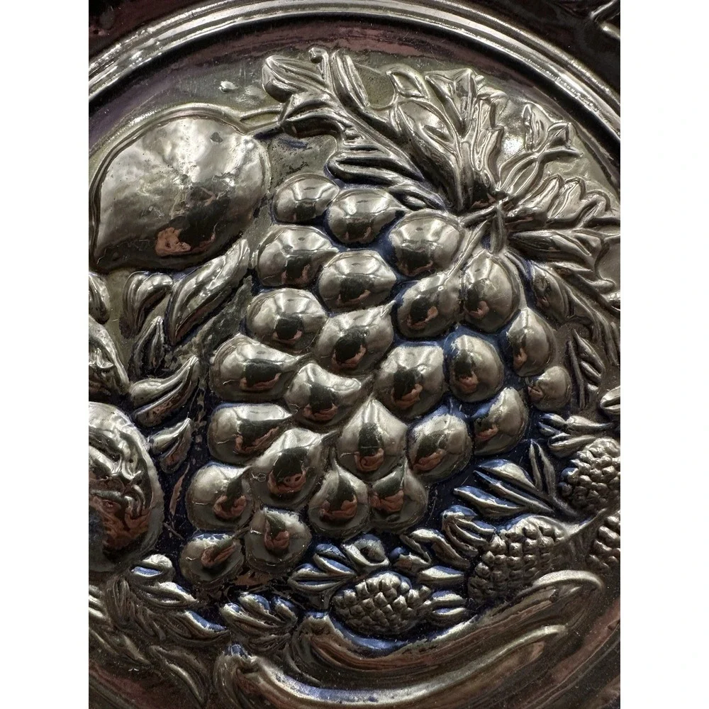 Vintage Embossed Brass Wall Plates 12-inch Set of 2, Made in England